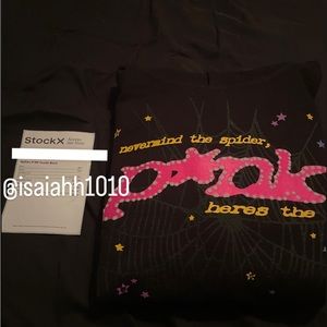 Sp5der P*nk Hoodie Black